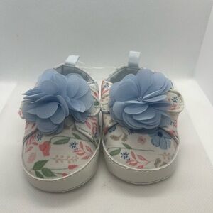 Carter's White/Blue Floral Print Sneakers Shoes, Baby/Infant‎ Girl 0-3M NEW